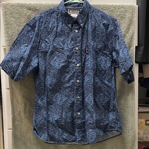 Columbia Men's Blue Patterned Button Down Shirt